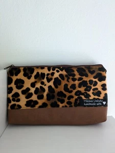 *Unikat Kosmetik Tasche Etui Clutch handmade Leo animalprint Braun Kunstleder - Bild 1 von 1