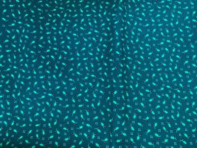 Fabric Traditions Mini Holly Print Dark Green Background  1-3/4 Yds 45 In Wide - Image 1 of 3