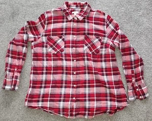 Merona by Target Women's Red/White/Blue Flannel Long Sleeve Shirt XXLarge - Picture 1 of 17