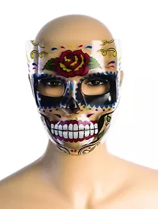 Rose Plastic Mask Day Dead Dia Muertos Fancy Dress Halloween Costume Accessory - Picture 1 of 1