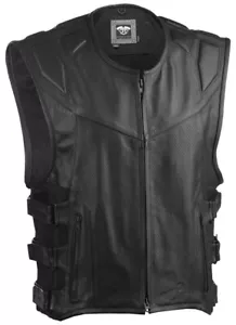 HIGHWAY 21 Blockade Leather Motorcycle Vest, Black, 2X-Large - Picture 1 of 13