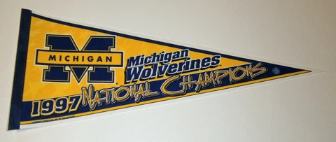 1997 Michigan Wolverines pennant National Champs Tom Brady Charles Woodson Cover