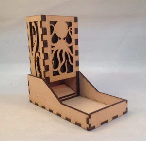 Cthulhu Dice Tower and Tray Smoke Acrylic Window COMPACT DESIGN Laser Cut MDF - Picture 1 of 6