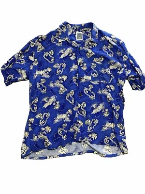 Ocean Current Mens Size Xl Blue Hawaii Shirt Short Sleeve Blue Floral Button Up - Image 1 of 4