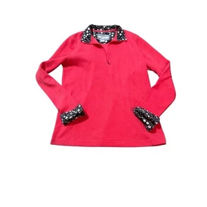 Orvis Sweater Womens Large Salmon Pink Floral Trim Ribbed Pullover Athleisure - Picture 1 of 5