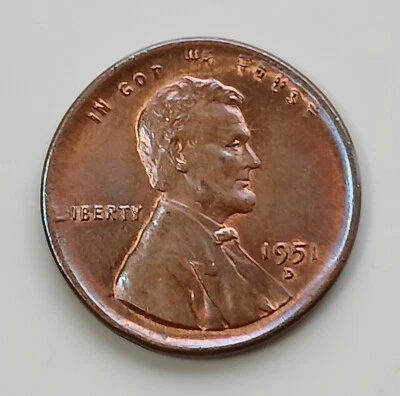 Scarce 1951 D Broad Struck Error Penny UNCIRCULATED - Image 1 of 2