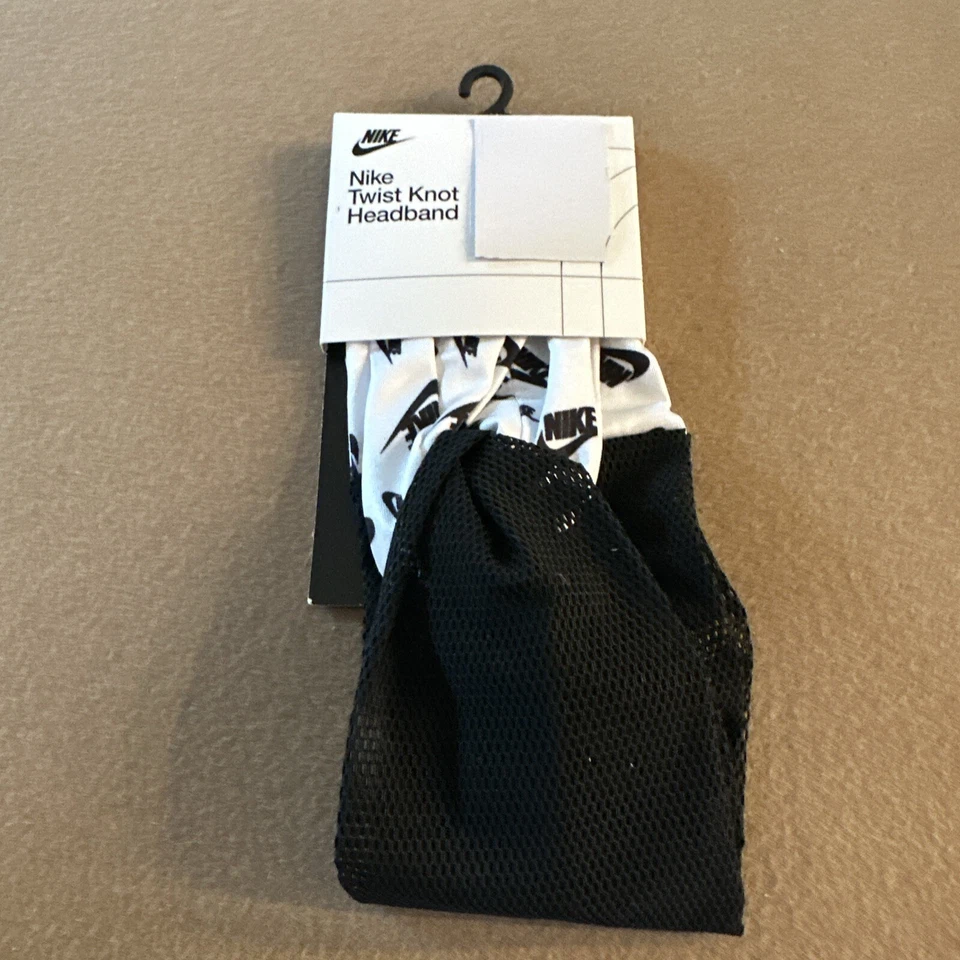 Nike Dry Twist Knot Headband Mesh And Fabric Adult Unisex Black Floral Print