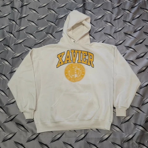 Vintage 80s Xavier Musketeers Hoodie Size XL (Fits L/XL) Cover