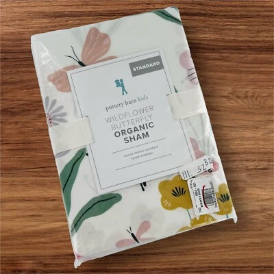 NUEVO Pottery Barn NIÑOS Flor Silvestre Mariposa Orgánica Estándar Almohada Algodón Falso Foto 1 de 4