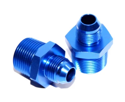Adaptador de montaje anodizado de aluminio con rosca macho NPT de 2 piezas azul 8an an-8 a 3/4" Foto 1 de 4
