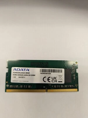 ADATA 4GB DDR4 3200MHz 4Gx4 SO-DIMM 260-Pin DRAM Memory AD4S3200J4G22-BSSZ - Image 1 of 2