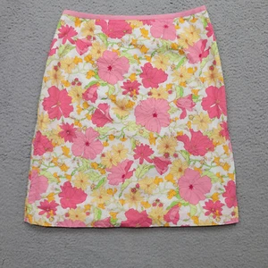 Falda Liz Claiborne Mujer 8 Amarillo Rosa Floral Forrada Cremallera Trasera Línea A 29x21* - Imagen 1 de 16
