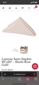 100pc 20" X 20" Square Satin Table Napkin handkerchief Hanky Wedding Party Decor - Picture 1 of 1
