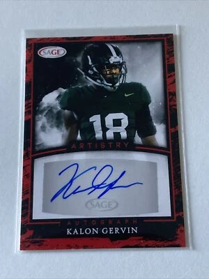 2022 SAGE Artistry Auto Red Kalon Gervin #A-KG2 Auto RC ROOKIE - Image 1 of 2