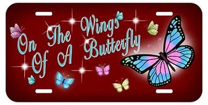 Butterflies Auto License Plate Personalize Gifts Ladies Butterfly Maroon - Picture 1 of 1