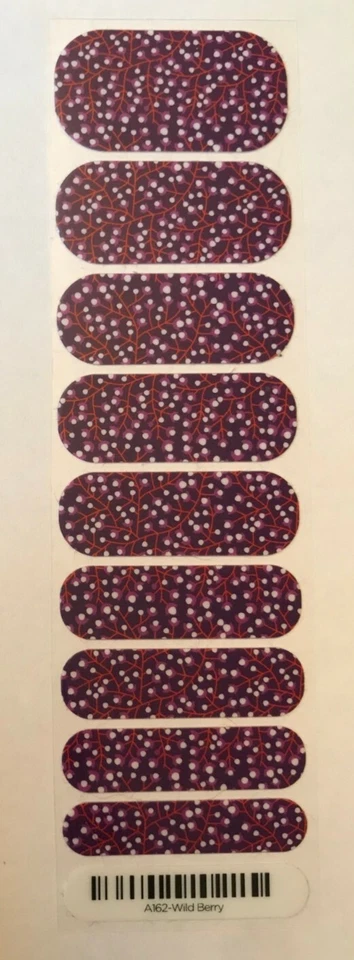 Jamberry meia folha Wild Berry SUPER RARO roxo vermelho acabamento brilhante nail wrap art - Imagem 1 de 1