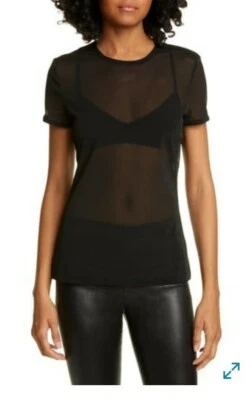 Camiseta de bebé HELMUT LANG S negra de malla transparente para mujer Foto 1 de 4