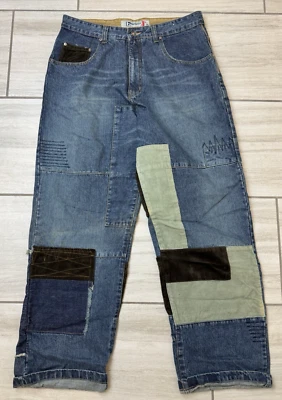Pantalones de mezclilla Bklyn XPress Brooklyn Express para hombre talla 36x34 Y2K holgados parche de hip hop grunge Foto 1 de 4