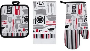 3pc Kitchen Set:1 Jumbo Pot Holder,1 Oven Mitt & 1 Towel, KITCHEN TOOLS,Premius - Zdjęcie 1 z 3