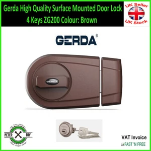 Gerda High Quality Surface Mounted Door Lock 4 Keys ZG200 Colour: Brown - Picture 1 of 2