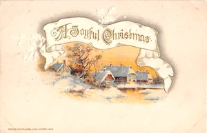 1913 Schmucker? Village Joyful Christmas post card Winsch - Picture 1 of 2
