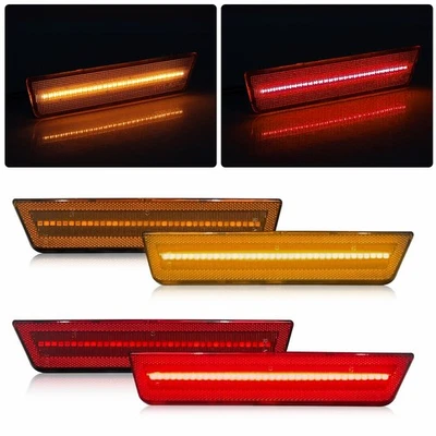 For 2008-2014 Dodge Challenger Front Rear Bumper Side Marker Light Lamps Set LED - Image 1 of 4