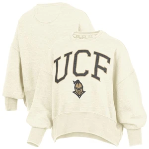 Women's Pressbox Natural UCF Knights Oversized Waist-Length Crewneck Sweatshirt - Picture 1 of 3