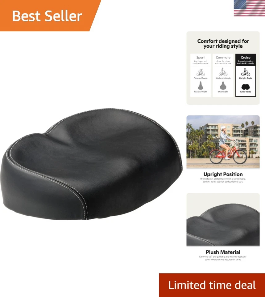 Sillín de bicicleta sin nariz más ancho para adultos - Diseño cómodo resistente a la intemperie Foto 1 de 4