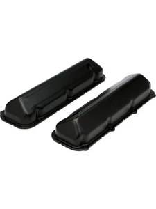 Trans-Dapt Valve Cover Stock Height Baffled Breather Holes Steel Black P (8732) - Picture 1 of 12