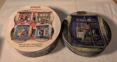 Sakura Plates Storefronts Set of Four Salad Dessert Plates NIB - Image 1 of 4