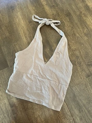 Hollister 棕色绑带上衣 v 领短上衣,尺寸 M — 第 1/4 张图片