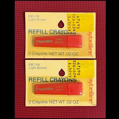 2 Vintage Maybelline LIGHT BROWN 59C-04 Refill Crayons for Automatic Brow Pencil - Image 1 of 4