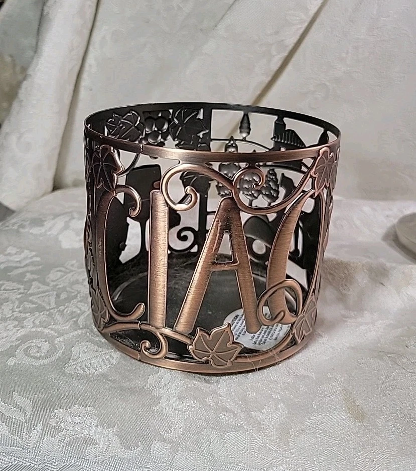 Bath & Body Works Ciao Italian Vineyard 3 Wick Candle Sleeve Antique Copper