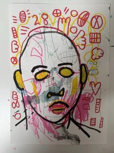 Papel abstracto original HASWORLD A4 arte contemporáneo moderno neoexpresionista - Imagen 1 de 1