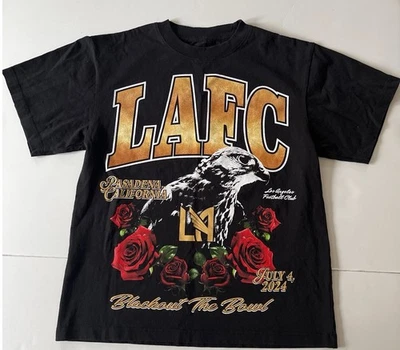 LAFC PACSUN T-Shirt Men S Black Red LA Rose Bowl Game Artsy Oversized Boxy - Image 1 of 4