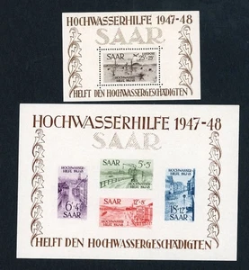 Saarland Block 1 + 2 postfrisch Blockpaar Hochwasserhilfe - Bild 1 von 2