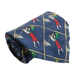 Corbata de seda para hombre LT Designs azul geométrica tema golf 57x3,5" - Imagen 1 de 5