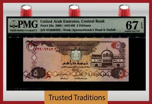 TT PK 26a 2009 / AH1430 UNITED ARAB EMIRATES 5 DIRHAMS PMG 67 EPQ SUPERB GEM UNC - Picture 1 of 2