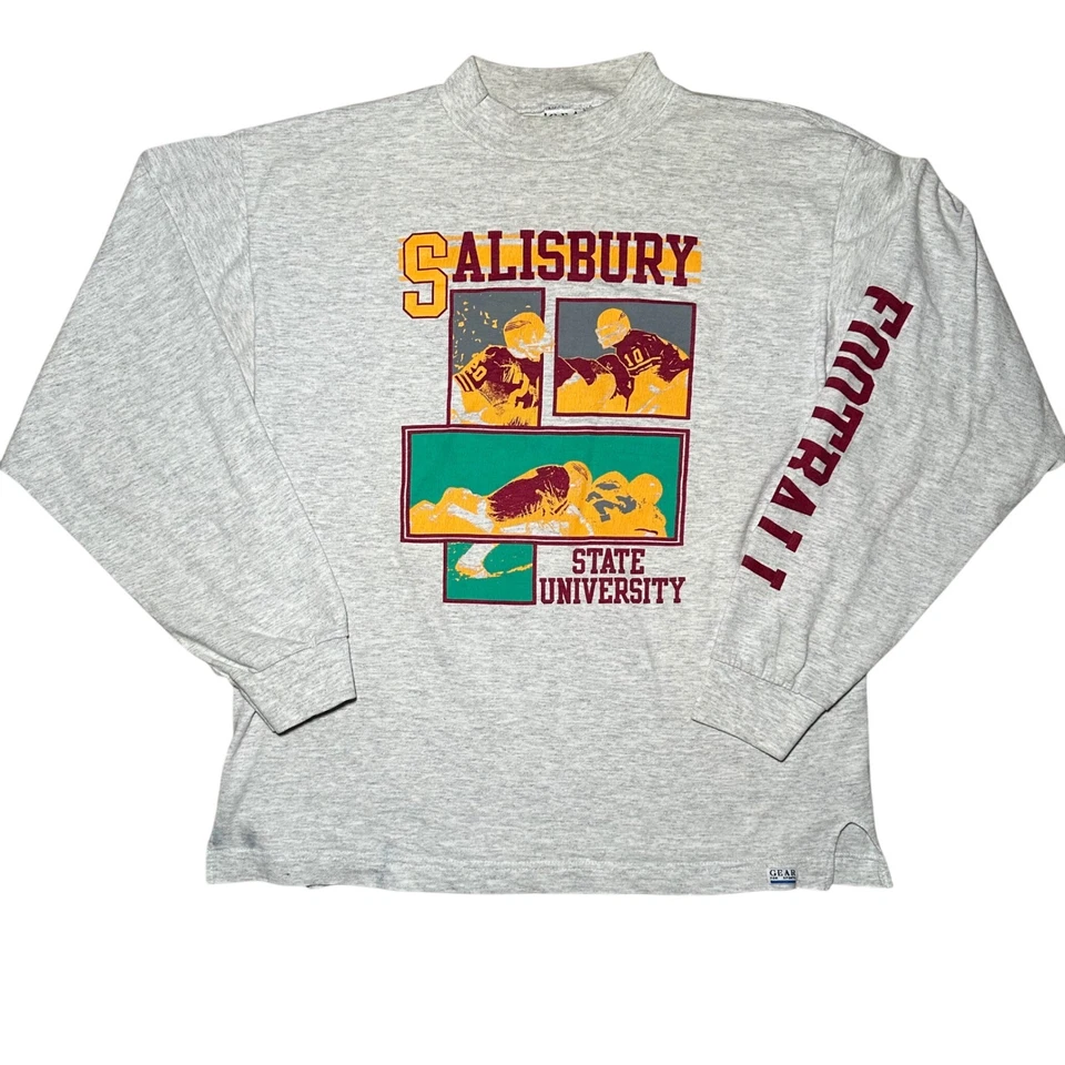 Camisa De Colección Años 90 Salisbury State University Fútbol Manga Larga Para Hombre M Gris Foto 1 de 4