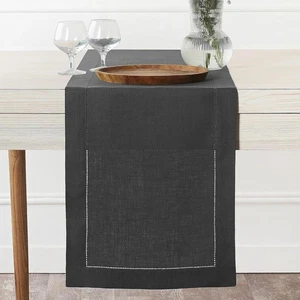 NEW Black Table Runner 14x 72 Inches Long 100% Pure Linen Dining Table Runner - Picture 1 of 7