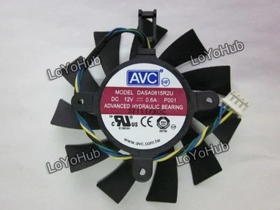 AVC DASA0815R2U Graphics card Fan DC 12V 0.60A 75x75x15mm 4wire 4-pin HYDRAULIC - Image 1 of 2