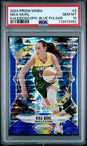 2024 Panini WNBA PRIZM Nika Muhl #2 BLUE PULSAR KALEIDOSCOPIC PRIZM #/199 PSA 10 - Picture 1 of 2