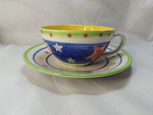 Whittard of Chelsea large cup and saucer, coloured stars - Picture 1 of 10