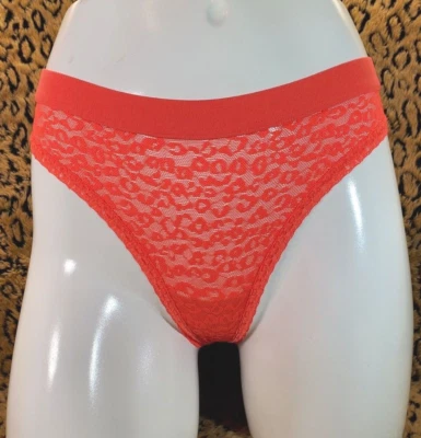 Victoria's Secret PINK Orange Leopard Print Lace Thong String Panty S Sexy - Image 1 of 4