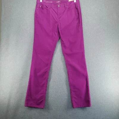 Pantalones Ann Taylor LOFT Púrpura Pana Modernos Rectos Talla 12 Tiro Medio Elastizados Foto 1 de 4