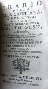 GIAMBATTISTA SANGIURE ERARIO DES CHRISTLICHEN UND RELIGIÖSEN LEBENS (1-2) STÜCK 1757 - Bild 1 von 12