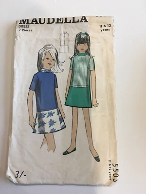 1960’s ORIGINAL MAUDELLA SEWING PATTERN 5503 girl’s dress age 11 & 12 FREE P&P - Image 1 of 4