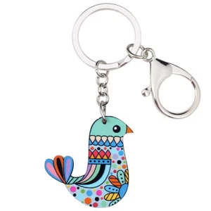 Acrylic Floral Anime Bird Keychains Car Bag Key Ring Animals Jewelry Charm Gifts - Picture 1 of 11