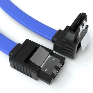 Câble SATA-3 0,5 m bleu | S-ATA 6 Gb/s haute vitesse SSD HDD 90° angle câble de données - Photo 1/6