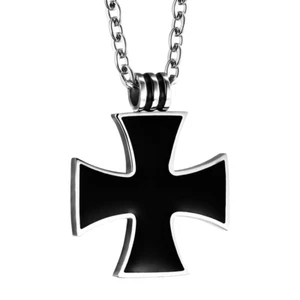 Stainless Steel Iron Cross Knights Templar Pendant And 3mm Stainless Steel Chain - Picture 1 of 5